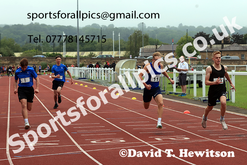 Boys 100 metres, 2025 Northumberland Schools Track and Fields, Wentworth, Hexham. Photo: David T. Hewitson/Sports for All Pics